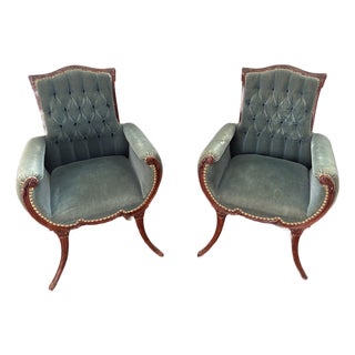Mid 20th Century Wingback Chairs Attributed to Grosfeld house For Sale