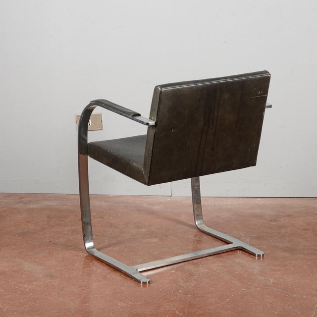 Vintage Chair in Polished Stainless Steel with Leather by Mies Van Der Rohe, 1960s For Sale - Image 12 of 18