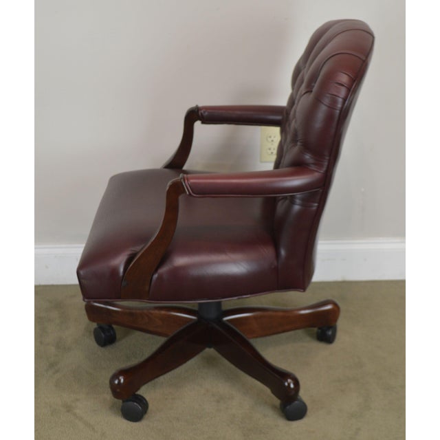Oxblood Red Leather Tufted Chesterfield Style Executive Office Desk