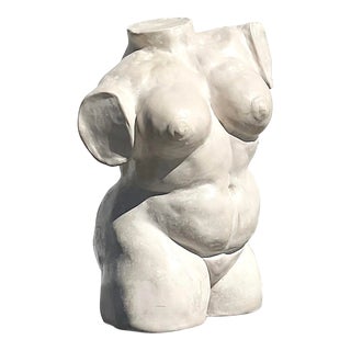 Vintage Boho Plaster Female Torso For Sale