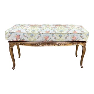 Antique Frame Bench with New Durable Cushion For Sale