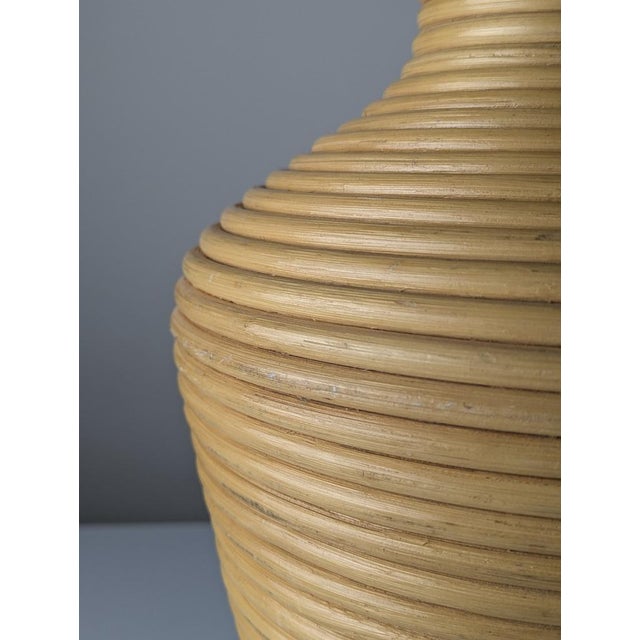 Mid-Century Modern Large Mid-Century Modern Coiled Rattan Floor Vase, 1970s For Sale - Image 3 of 12