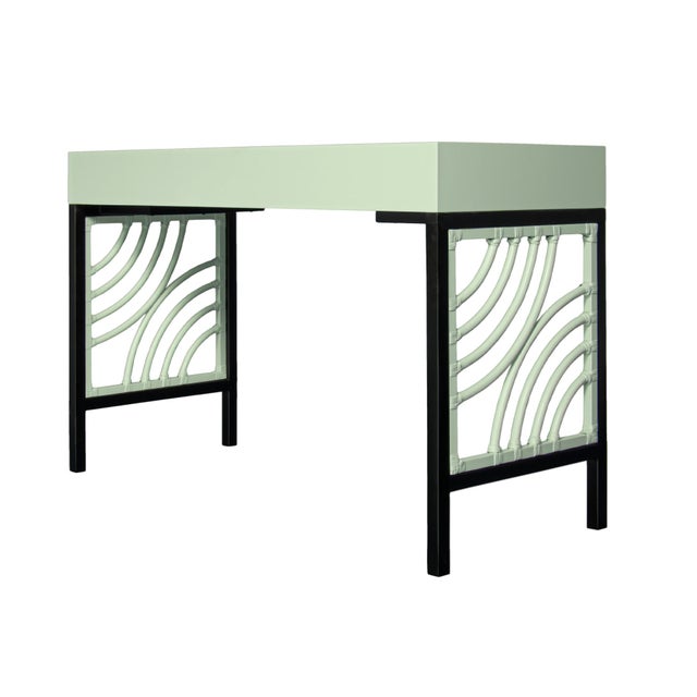 Swirl Writing Desk - Celery Green For Sale In West Palm - Image 6 of 9