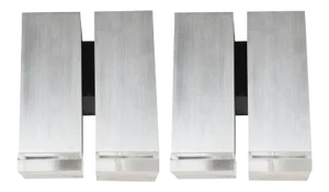 Mid-Century Brushed Aluminum Down-Light Sconce with Lucite Detailing - a Pair