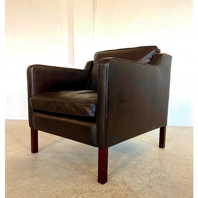 Set of Vintage Danish Brown Leather Lounge Chair and Ottoman from Stouby, 1970s For Sale - Image 9 of 18