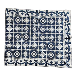 19Thc Blue & White Eight Point Star Quilt