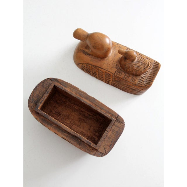 Vintage Hand-Carved Teak Duck Box For Sale - Image 12 of 12
