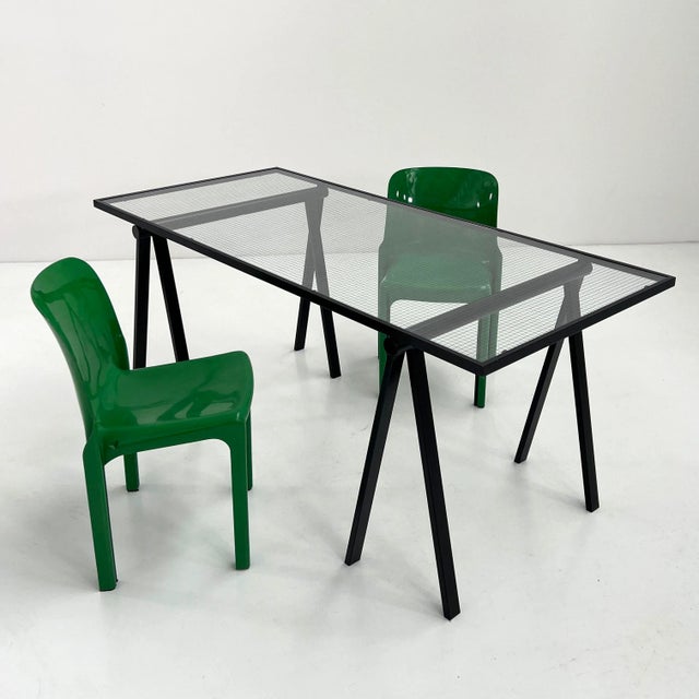 Trestle Desk in Steel and Glass by Rodney Kinsman for Bieffeplast, 1980s For Sale - Image 6 of 8