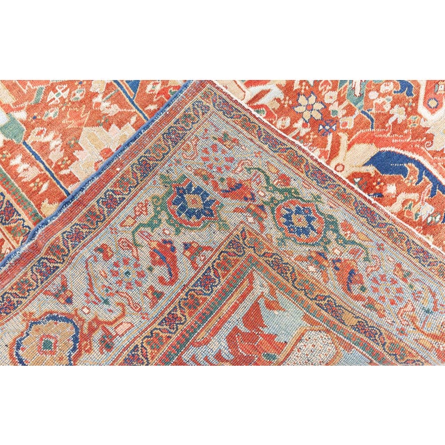 Brick Red Early 20th Century Colorful Persian Heriz Handwoven Wool Carpet For Sale - Image 8 of 11