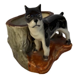 1940s Porcelain Boston Terrier Planter For Sale