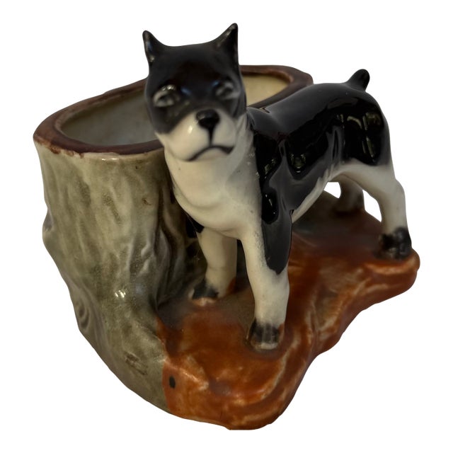 1940s Porcelain Boston Terrier Planter For Sale