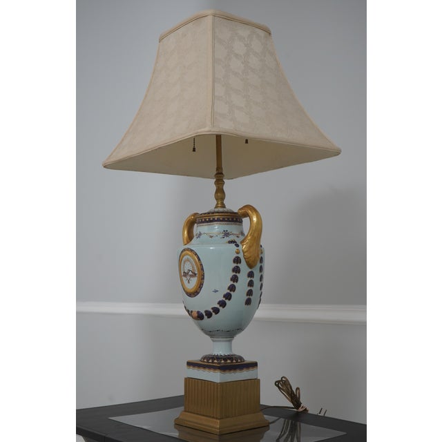 Age: Approx: 60 Years Old Details: Presidential Eagle Design Stunning Vintage Lamp High Quality Cobalt Blue & Gold...