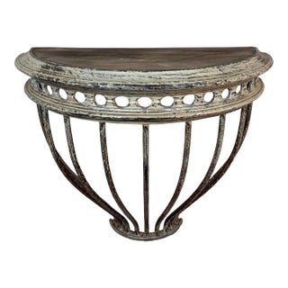 Restoration Hardware Cast Iron Demilune Console Table For Sale