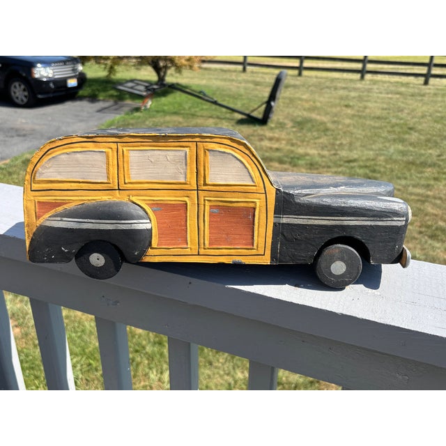 American Mid 20th C. American - Artisan Crafted / Folk Art Model of a Ford Woody Wagon For Sale - Image 3 of 11