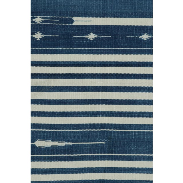 Rug & Kilim's Contemporary Dhurrie Rug with White and Blue Stripes - 10x14 For Sale In New York - Image 6 of 8