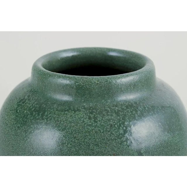 Ceramic Jar Glazed in Green Hues with a Brass and Bronze Lid, 1930s For Sale - Image 4 of 10