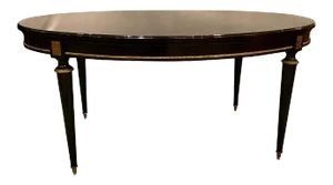 Louis XVI Jansen Style Center or Dining Table Black Lacquer Steinway Finish