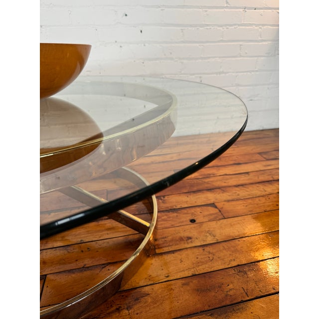 1970s 1970s Round Mid Century Glass & Chrome Zig Zag-Style Coffee Table For Sale - Image 5 of 7