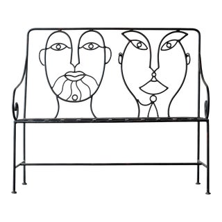 1970s Postmodern John Risley Style Faceback Bench For Sale