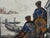 Mid-century Oil Painting by Danish Artist Anker Landberg, titled "Fishermen" Offered for sale is a framed oil on canvas...