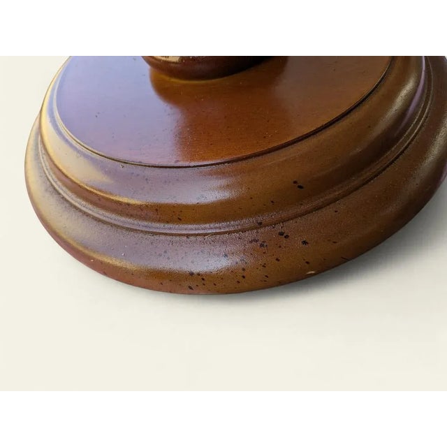 Brown Hand-Turned Plant Stand in Real Wood, 1960s For Sale - Image 8 of 11