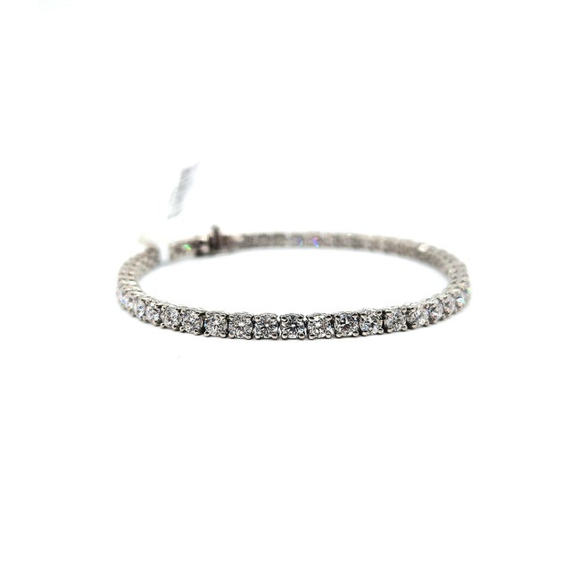 Silver 6.68 Ct Diamond Tennis Bracelet For Sale - Image 8 of 8