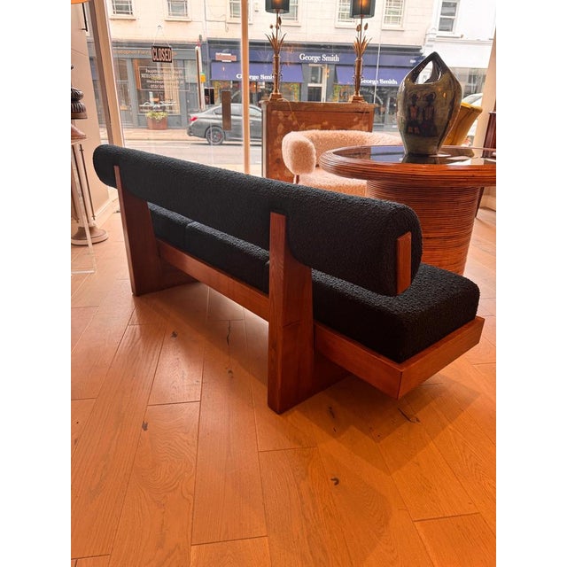 Blue Large Architectural Bench with a Back Rest in Navy Blue Boucle, 2025 For Sale - Image 8 of 18