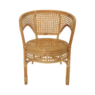 Rattan And Bamboo Club Style Chair For Sale