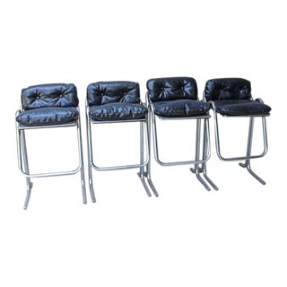 Jerry Johnson Tubular Chrome Bar Stools - Set of 4 For Sale