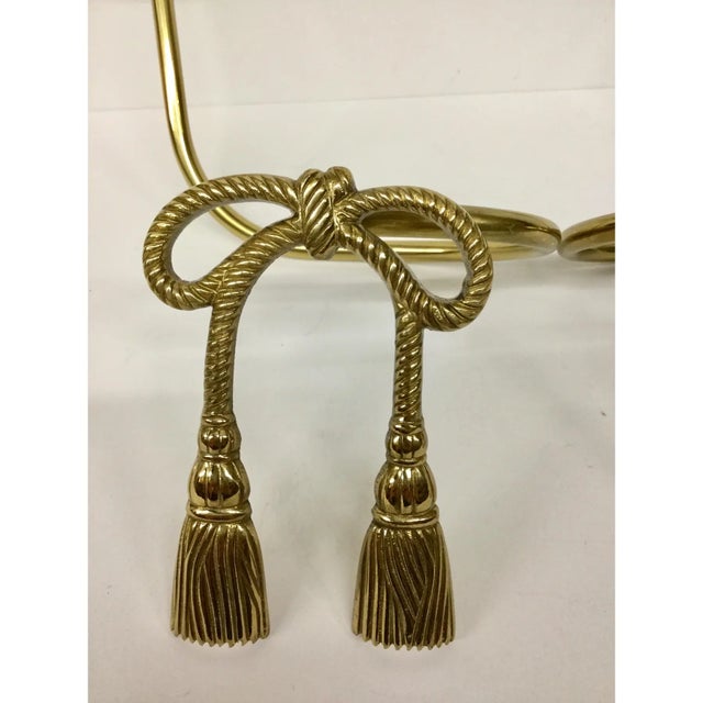 Brass Pair of Vintage Brass Tassel Design Curtain Tieback Brackets For Sale - Image 8 of 12