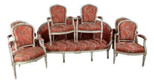Louis XVI Salon Chairs and Sofa, Set of 7