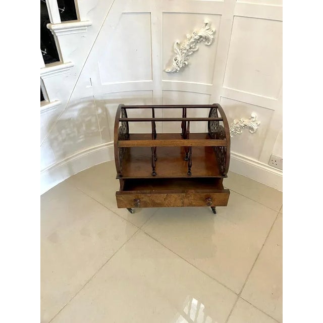 Large Victorian Freestanding Burr Walnut Canterbury, 1850s For Sale - Image 4 of 12