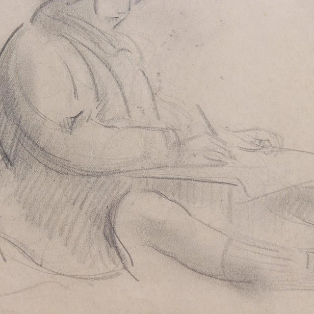 Guillaume Dulac, Portrait of a Young Girl Writing, 1920s, Pencil on Art Paper For Sale - Image 10 of 12