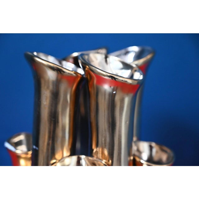 1990s Dutch Gold-Plated Ceramic Multi-Flower Vase, 1990s For Sale - Image 5 of 9