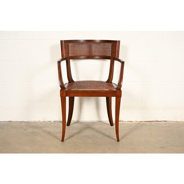Michael Taylor for Baker Furniture Klismos Cherry Wood and Cane Armchair, Newly Refinished For Sale - Image 15 of 15