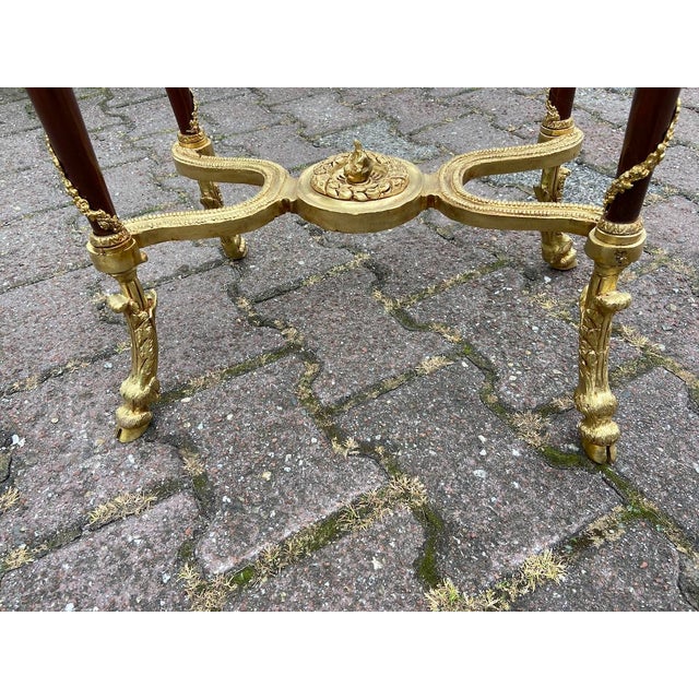 1970 French Louis XVI Mahogany Marble Side Table For Sale - Image 10 of 12