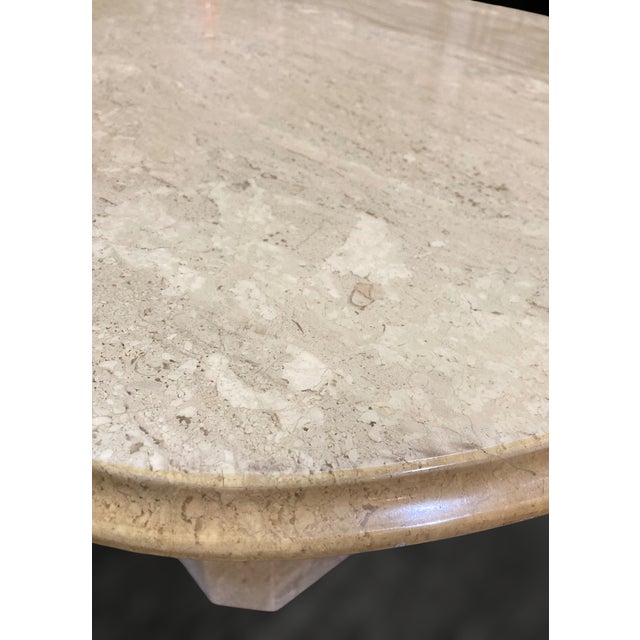 Pair of 1970s Italian Travertine Scalloped Edge Pedestal End Tables For Sale - Image 14 of 18