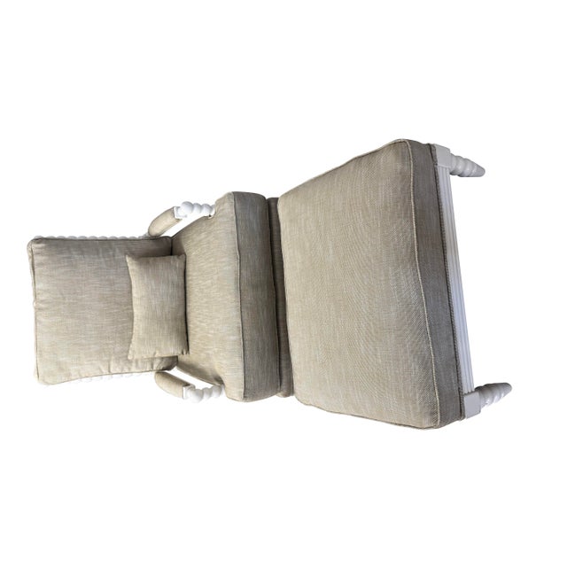 Jenny Lind Style Spool Chair and Matching Ottoman in White For Sale - Image 9 of 18