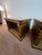 Brown 1970s Set of Two Postmodern Cube Side Tables With Brass Corner Brackets For Sale - Image 8 of 12