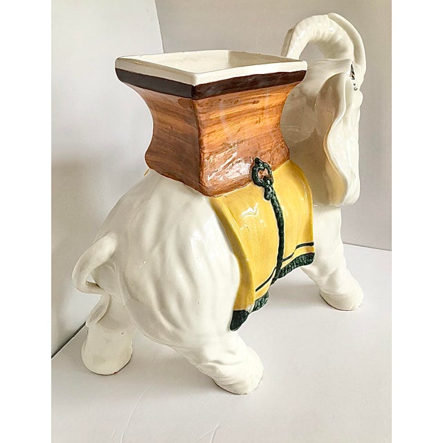 White 1960s Hollywood Regency Elephant Planter For Sale - Image 8 of 11