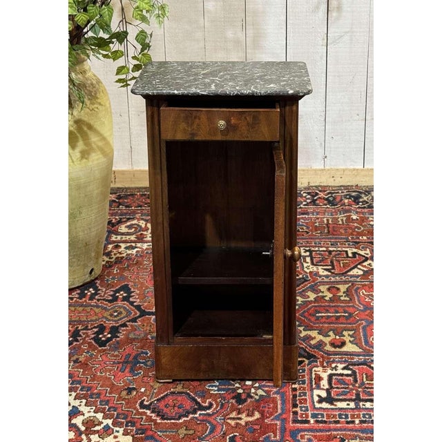 Antique Bedside Table in Mahogany with Grey Marble Top, 1800s For Sale - Image 6 of 16