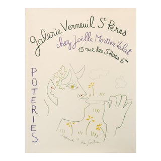 1960s French Exhibition Poster - Poteries by Jean Cocteau at Galerie Verneuil St-Pères For Sale