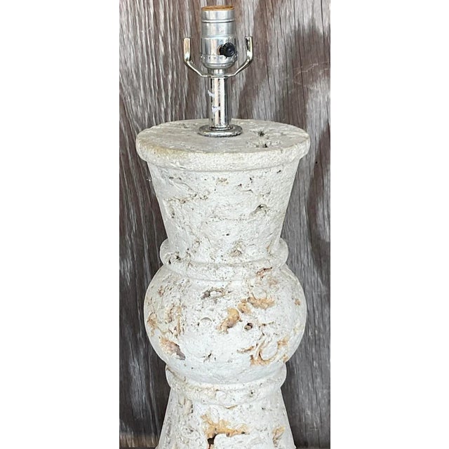 Vintage Coastal Cut Coquina Stone Table Lamp For Sale - Image 4 of 5