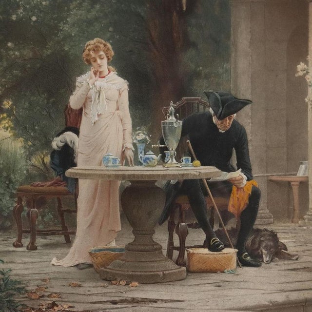 Marcus Stone, Untitled, Lithograph, Framed, Set of 2 For Sale - Image 4 of 16