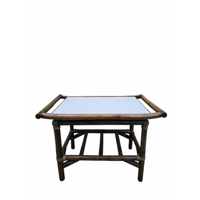 Vintage Modern Coastal Bamboo Side Table by Vogue Rattan For Sale In Chicago - Image 6 of 10
