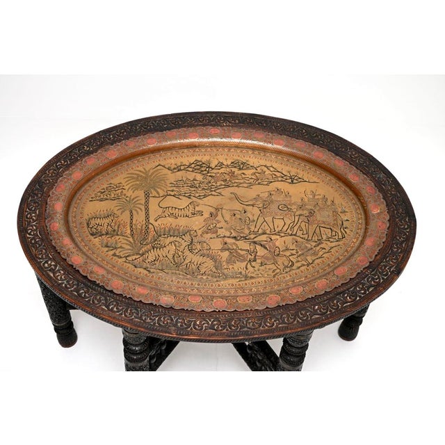 19th Century Antique Indian Tray Top Coffee Table, 1880s For Sale - Image 5 of 11