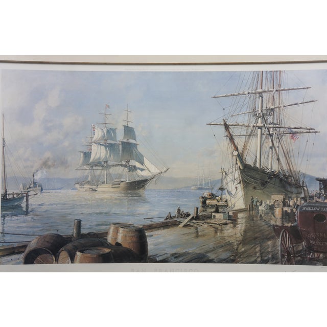 Late 20th Century John Stobart Nautical Maritime Clipper Ship Sailboat Harbor Lithographs 46" For Sale - Image 15 of 18