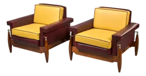 Pair Mid Century Italian Arm Chairs Attrib to Gigi Radice