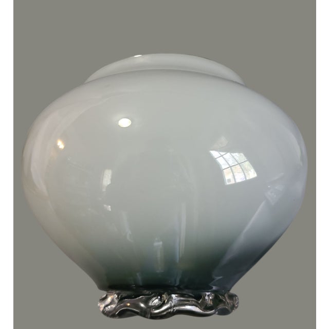 Mid-Century Modern Vintage Venetian Hand Blown Cased Art Glass Smoke Gray Rose Bowl Vase For Sale - Image 3 of 6