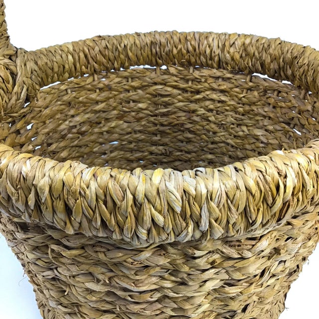 Vintage Large Woven French Seagrass Basket For Sale - Image 11 of 13
